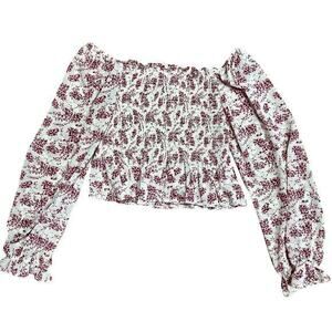 Beyond the Radar Floral Smocked Crop‎ Off Shoulder top Size L